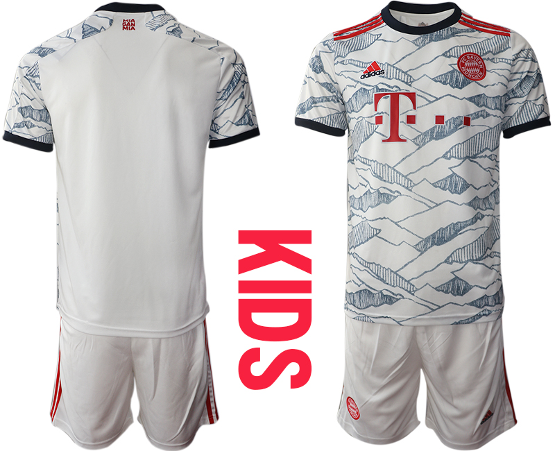 Youth 2021-2022 Club Bayern Munich Second away white blank Soccer Jersey